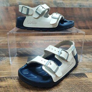 Birki’s Kid’s Slingback White Leather Buckle Strap Sandals Size 27 EU/ 9 US